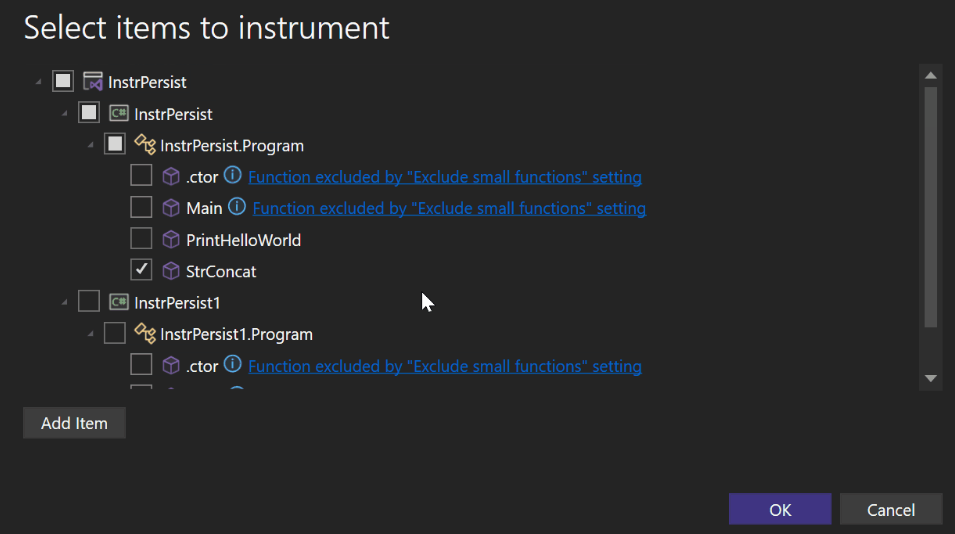 Element docelowy instrumentacji utrzymuje się