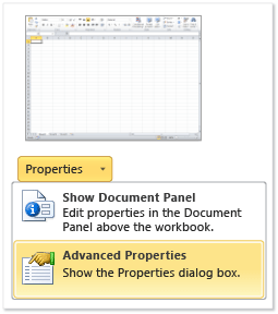 Właściwości zaawansowane w programie Excel.