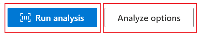 Captura de tela dos botões de opções Executar análise e Analisar no Document Intelligence Studio.