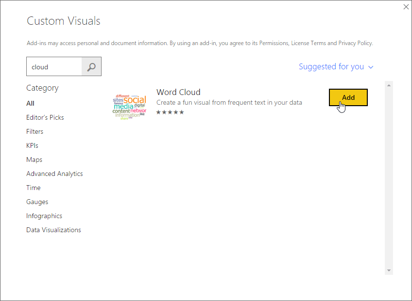 adicionando um objeto visual personalizado