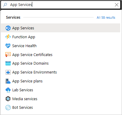 Pesquisar Serviços de Aplicativos, portal do Azure, criar aplicativo Web PHP