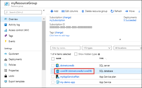 Navegue até a página do grupo de recursos para expandir seu aplicativo do Azure