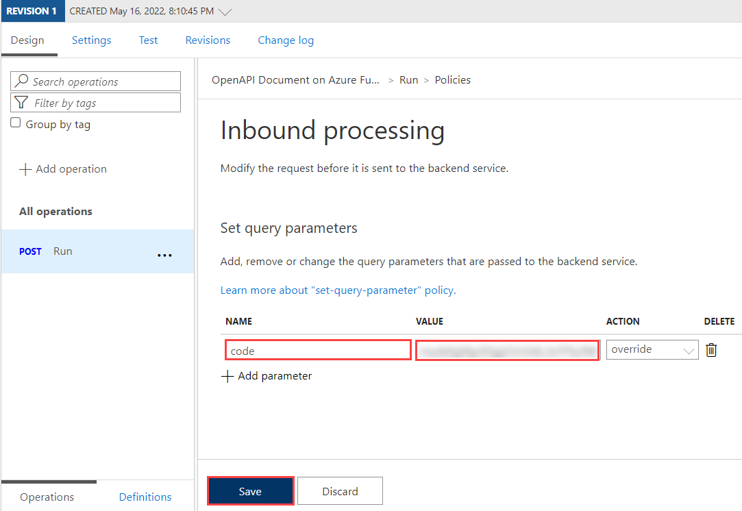 Fornecer credenciais de função para a regra de processamento de entrada da API