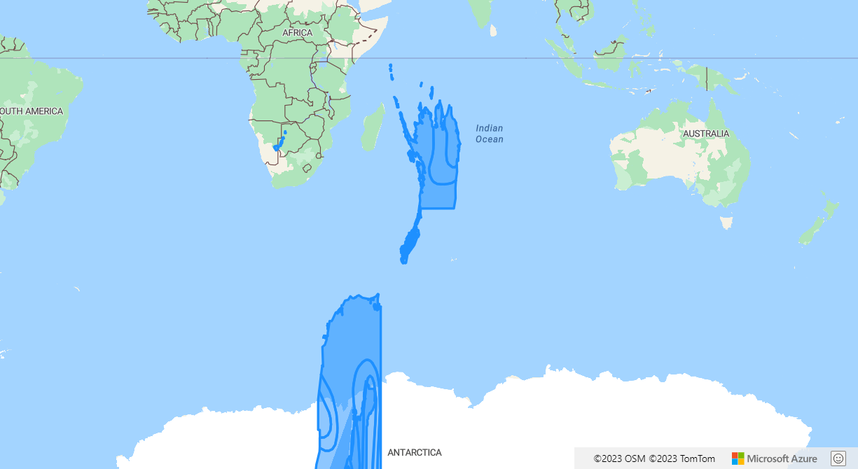 Uma captura de tela que mostra os resultados de uma sobreposição WFS em um mapa.