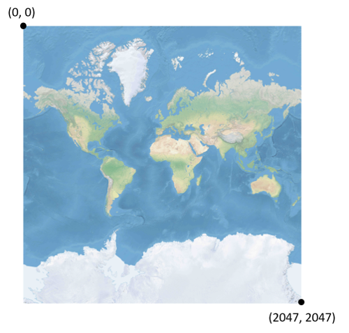 Mapa que exibe as dimensões de pixel