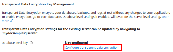 Captura de tela do portal do Azure e o menu Segurança ao criar um banco de Dados SQL do Azure.