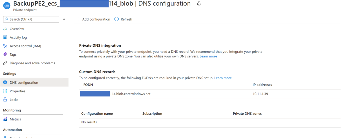 Configurar DNS de blob