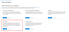 Uma captura de tela mostrando a opção da Tabela do Azure como a opção correta para selecionar.
