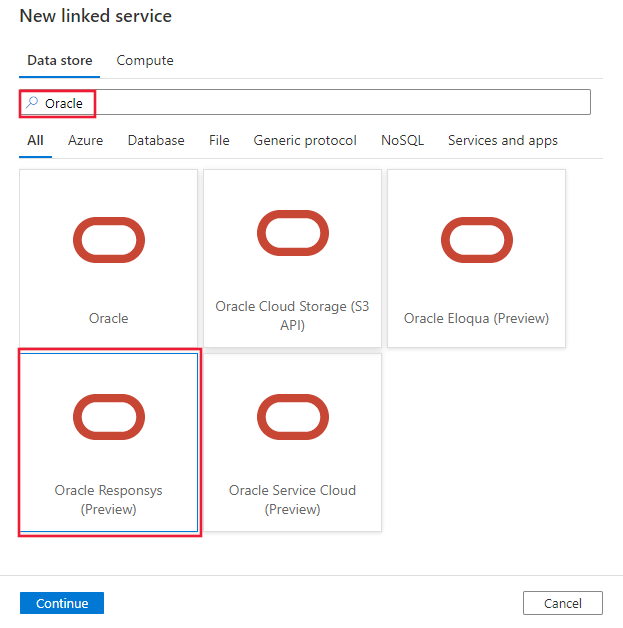 Captura de tela do conector do Oracle Responsys.