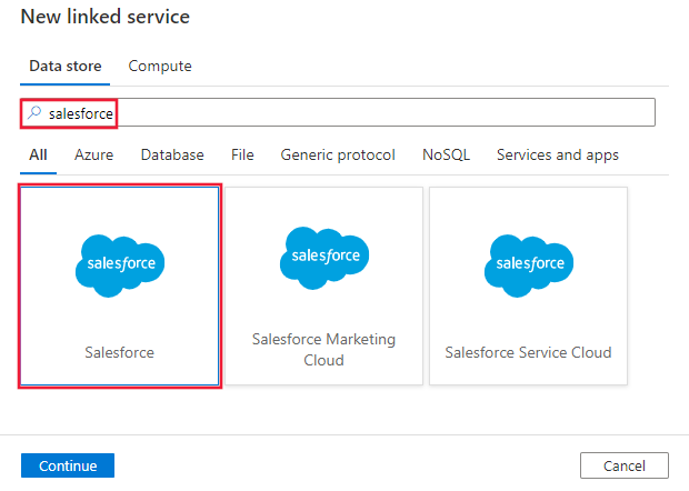 Captura de tela do conector do Salesforce.