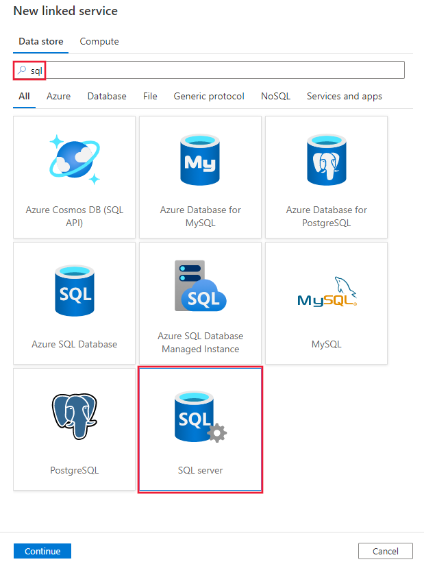 Captura de tela do conector SQL Server.