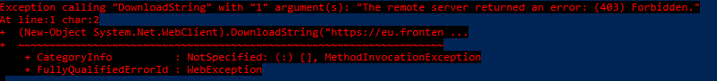 Captura de tela da resposta do comando do PowerShell.