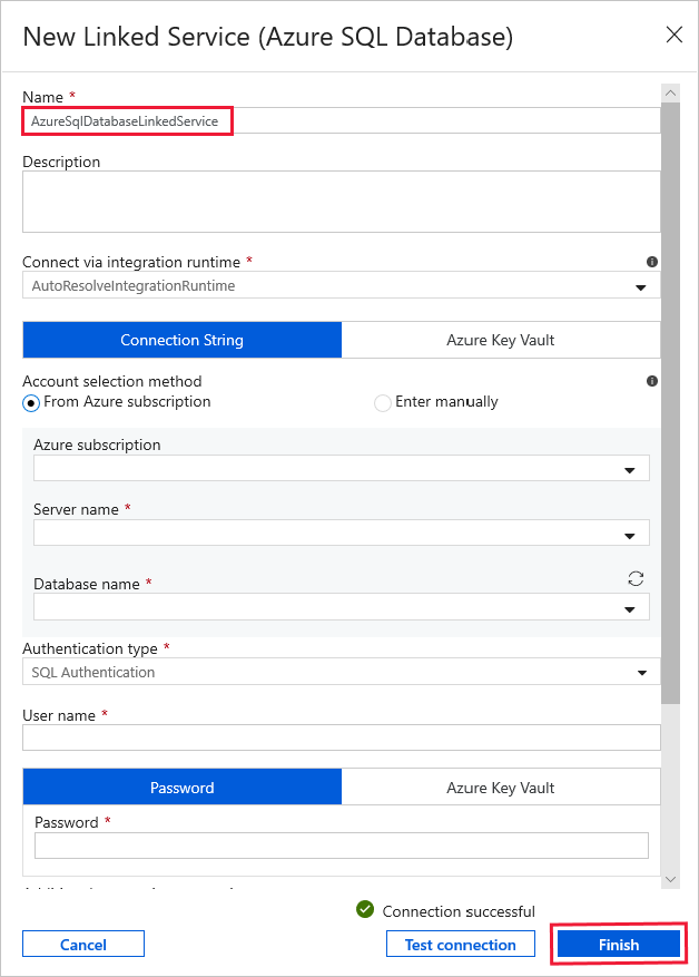 Janela Novo serviço vinculado