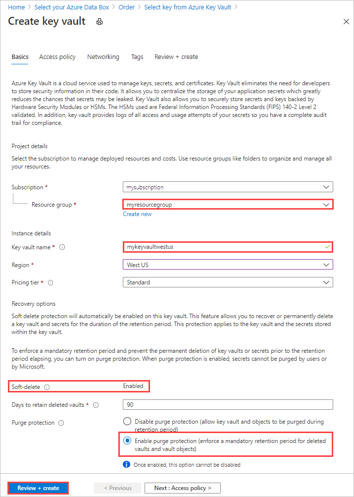 Configurações para Criar um Azure Key Vault