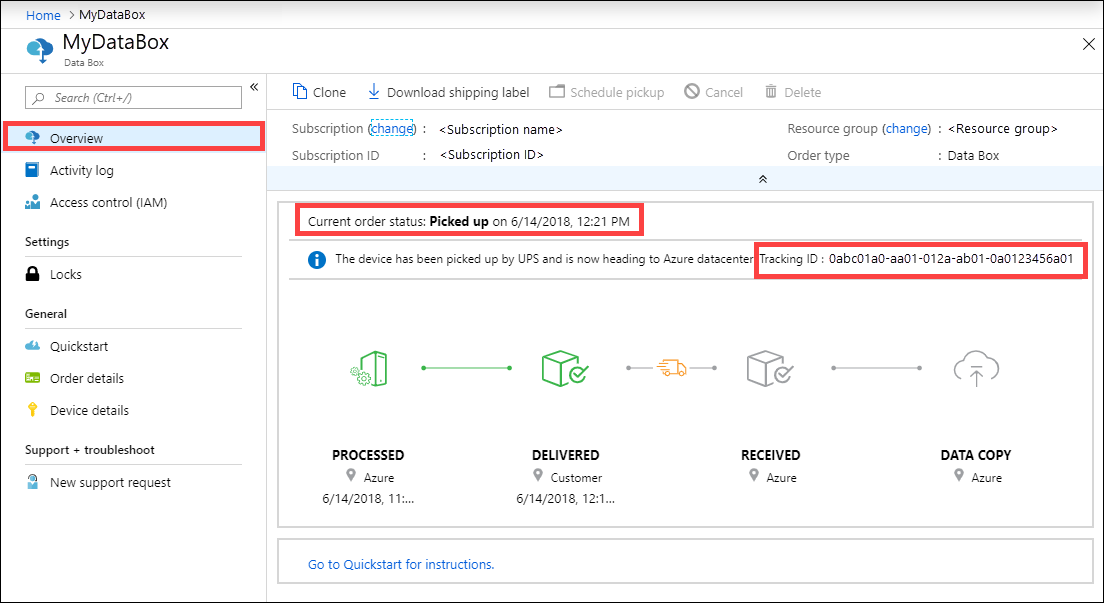 Exibir status e número de rastreamento do pedido