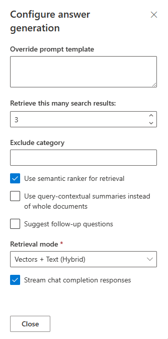 Captura de tela das configurações do desenvolvedor de chat.