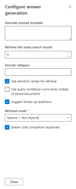 Captura de tela das configurações do desenvolvedor de chat.