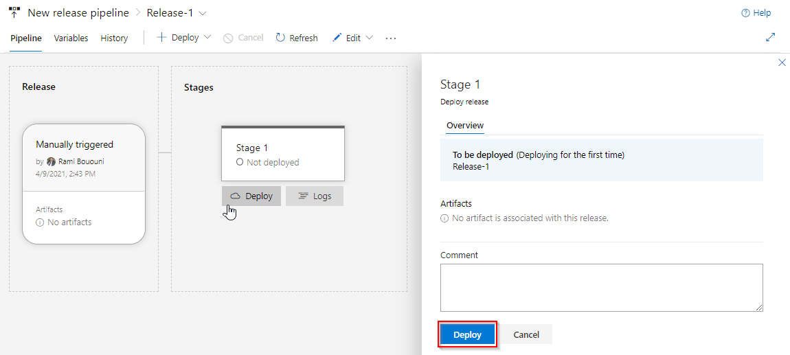 Colocar na fila e implantar a imagem do Docker