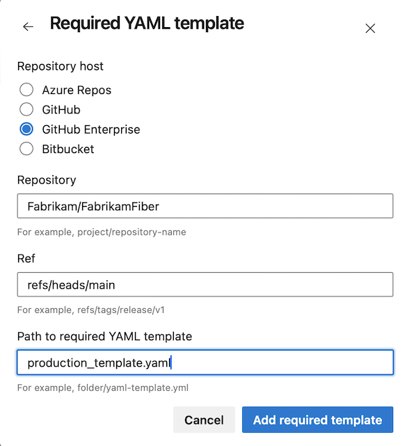 Configurando a verificação de modelo exigido.