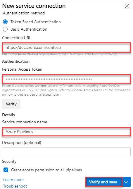 Como criar uma conexão de serviço do Azure Pipelines