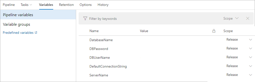 Como configurar as variáveis de pipeline