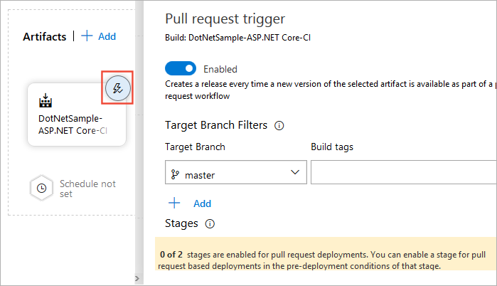 Configurar um gatilho de solicitação de pull.