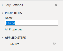 Captura de tela das opções de menu de consulta do Power BI, renomear consulta. 