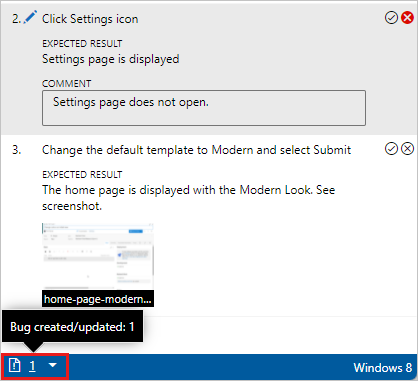 A captura de tela mostra o número de bugs criados durante o teste.