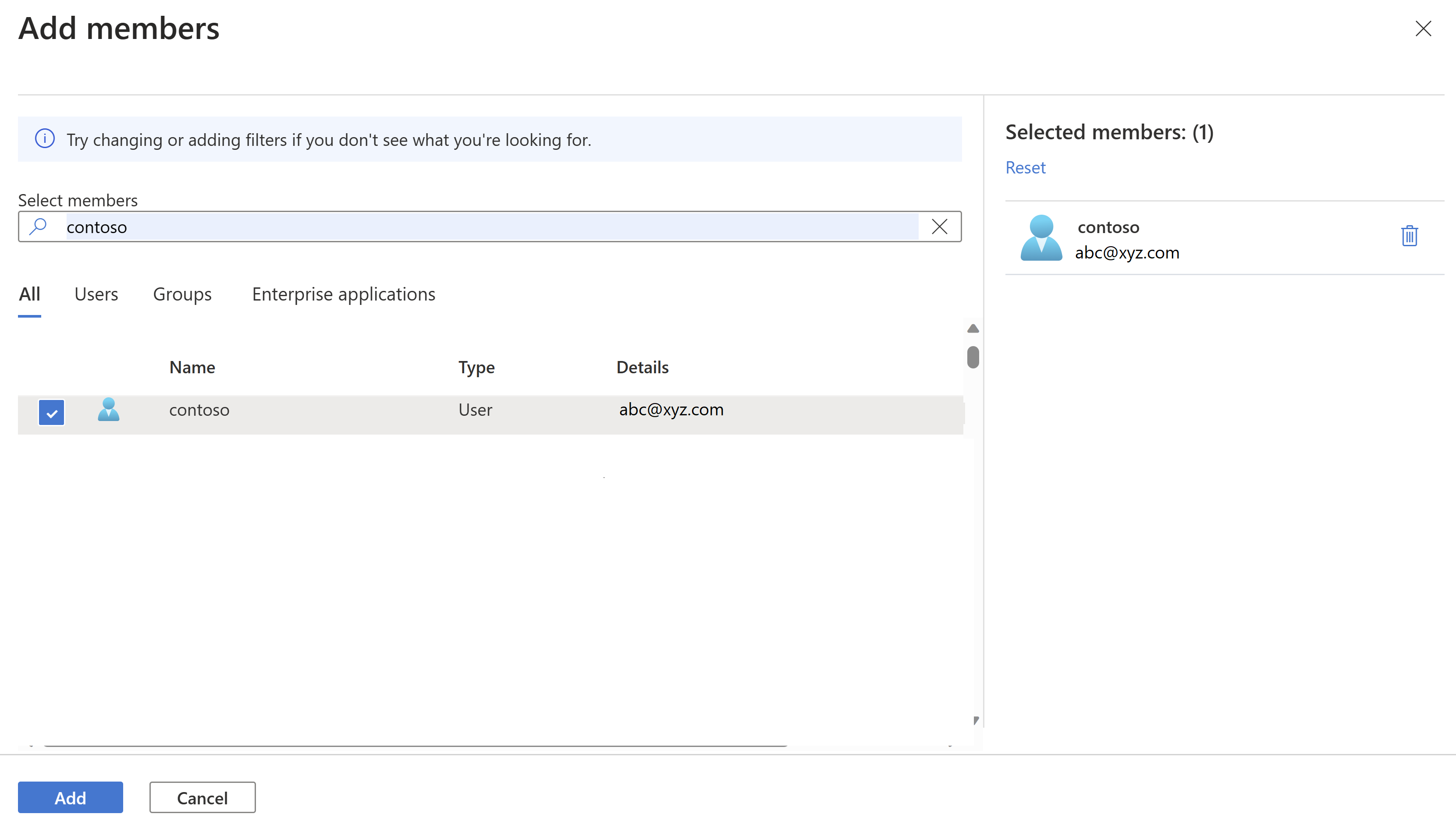 Captura de tela mostrando como adicionar um membro para acesso ao cluster.