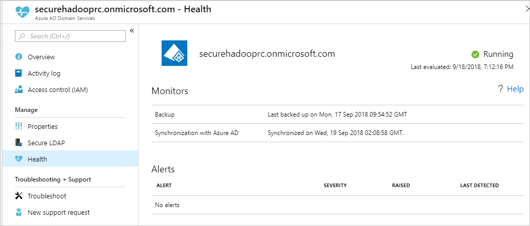 Integridade do Microsoft Entra Domain Services.