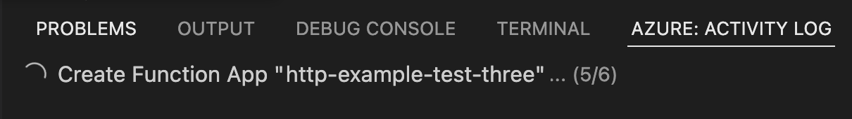 Captura de tela mostrando o log da criação de recursos do Azure.