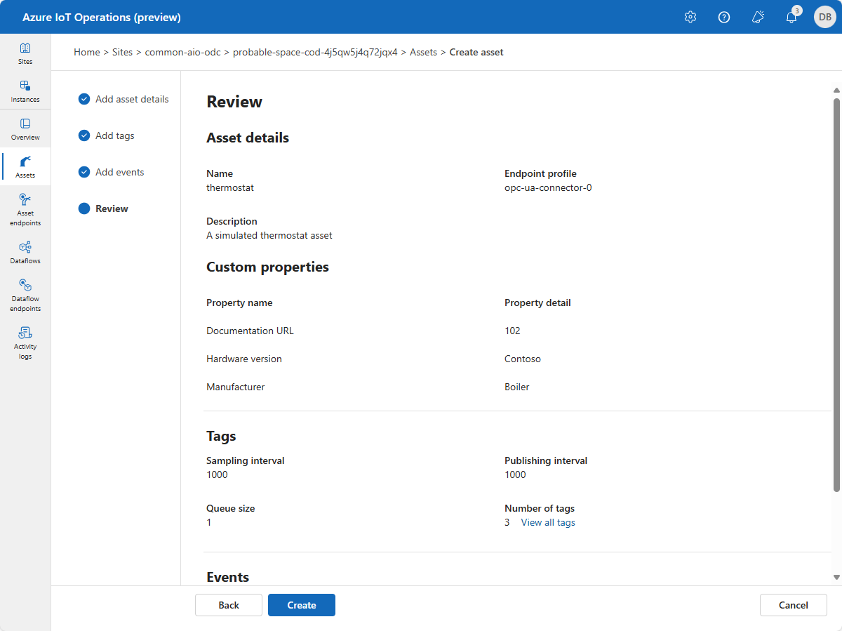 Uma captura de tela que mostra como analisar seu ativo, marcas e eventos na experiência de operações.