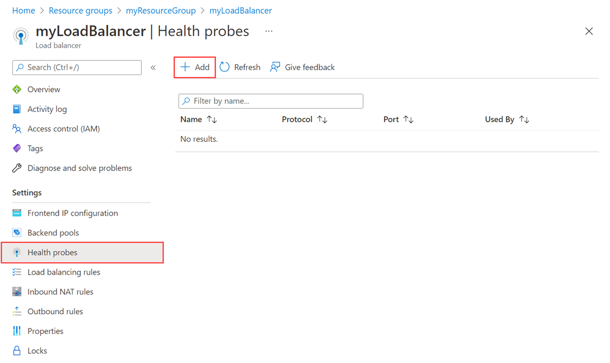 Captura de tela da página da investigação de integridade do Azure Load Balancer