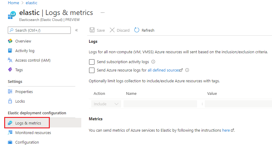 Alterar as configurações de log