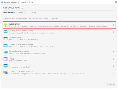 Screenshot that shows the Microsoft Azure Storage Explorer - Select Resource pane