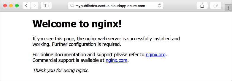 Site NGINX padrão na sua VM