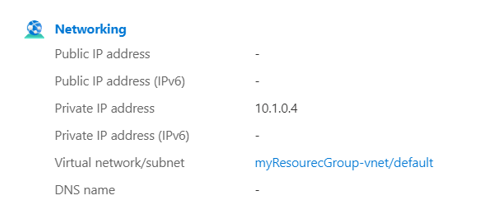 Captura de tela da aparência da seção de rede quando você não tem um IP público.