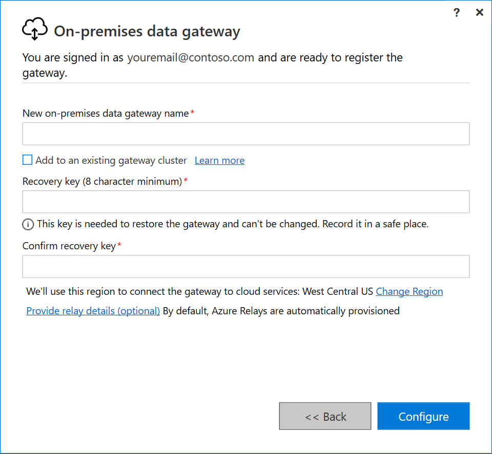 Configuração do gateway.