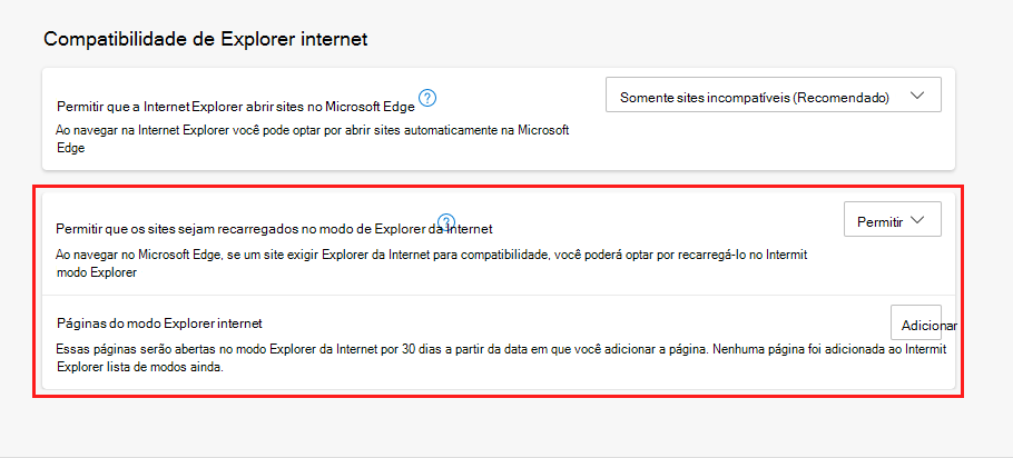 Compatibilidade do Internet Explorer