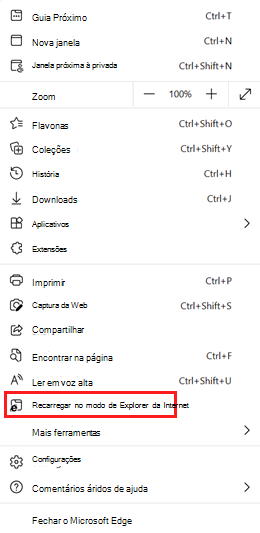 Recarregar no Modo Internet Explorer