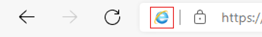 Logótipo do IE na barra de menus do Microsoft Edge.
