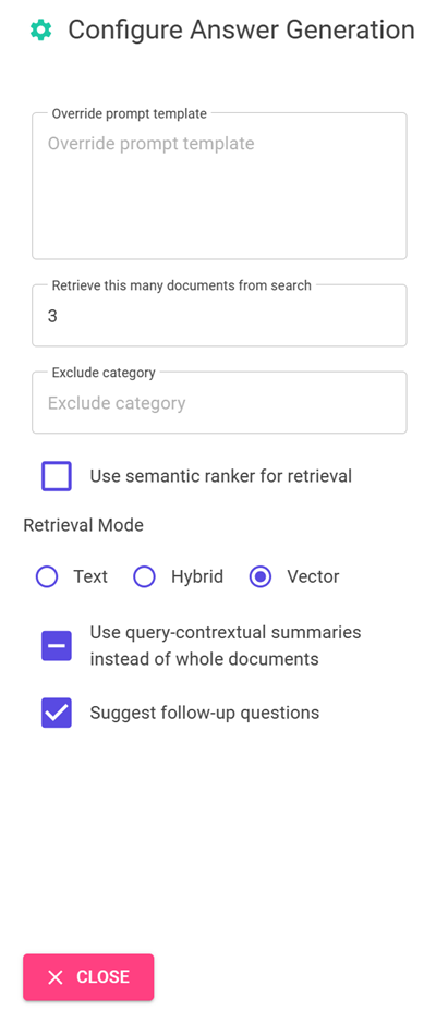 Captura de tela das configurações do desenvolvedor de chat.