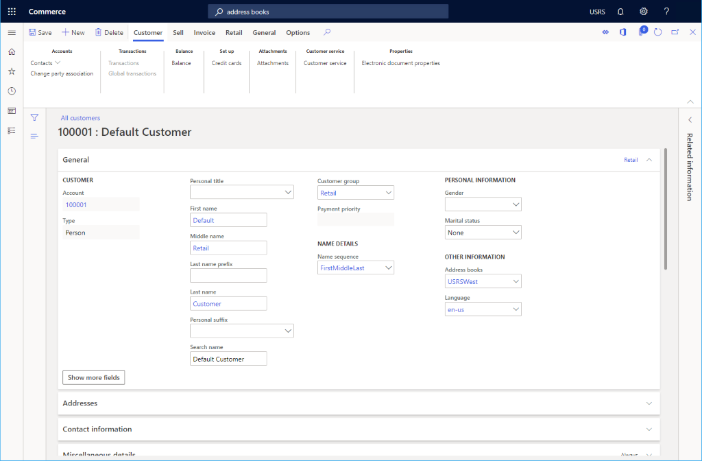 Configuração de cliente de exemplo.