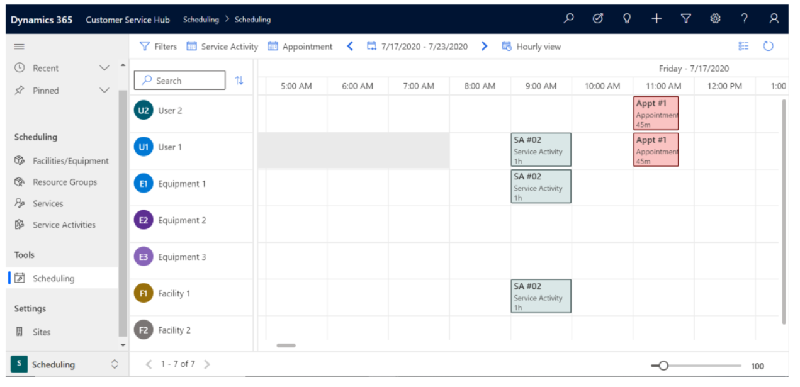 Exibição de calendário.