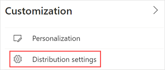 Configurações de distribuição.