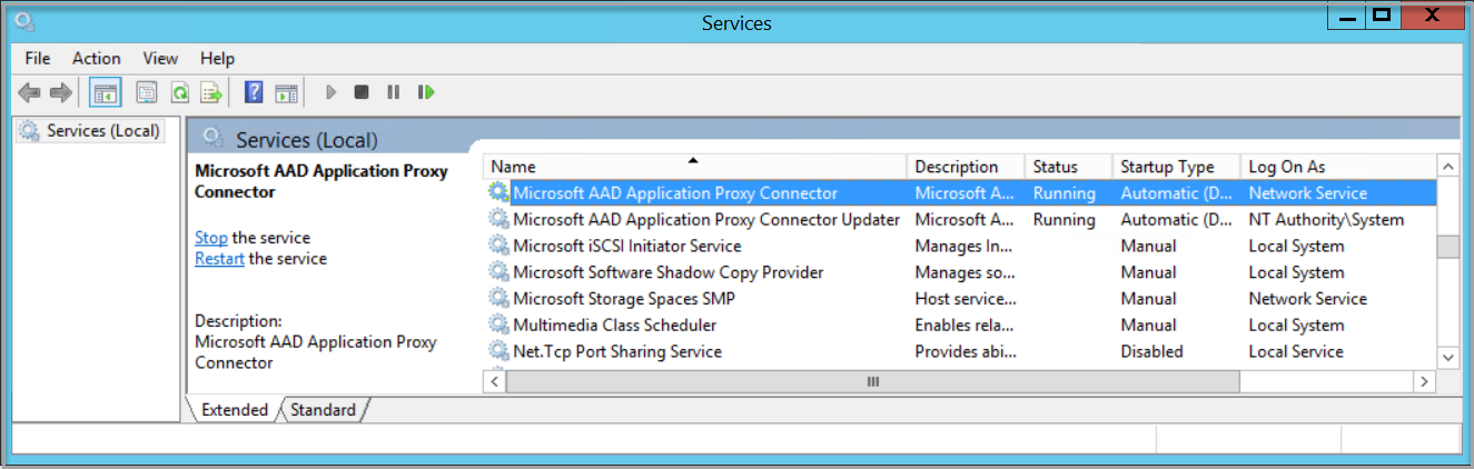 Serviço do conector de rede privada do Microsoft Entra em services.msc