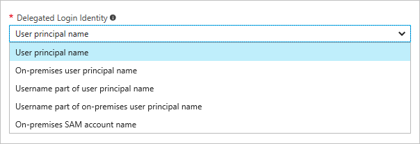 Captura de tela de parâmetro de identidade de logon delegada