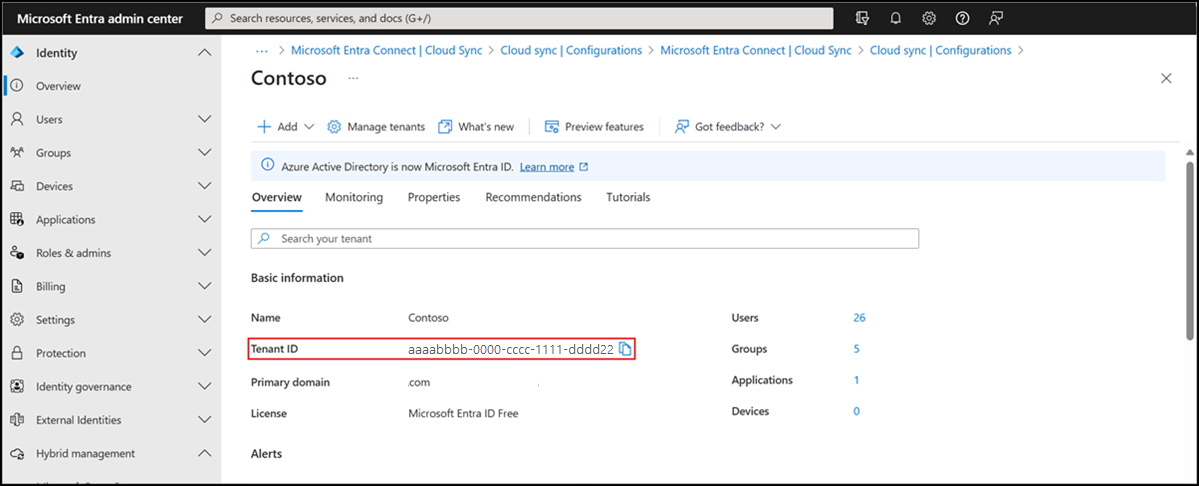 Obter a ID de locatário no centro de administração do Microsoft Entra