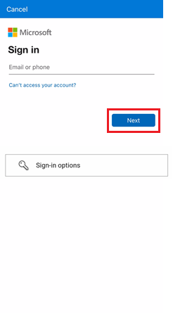 Captura de tela de como concluir a MFA usando o Microsoft Authenticator para dispositivos iOS.