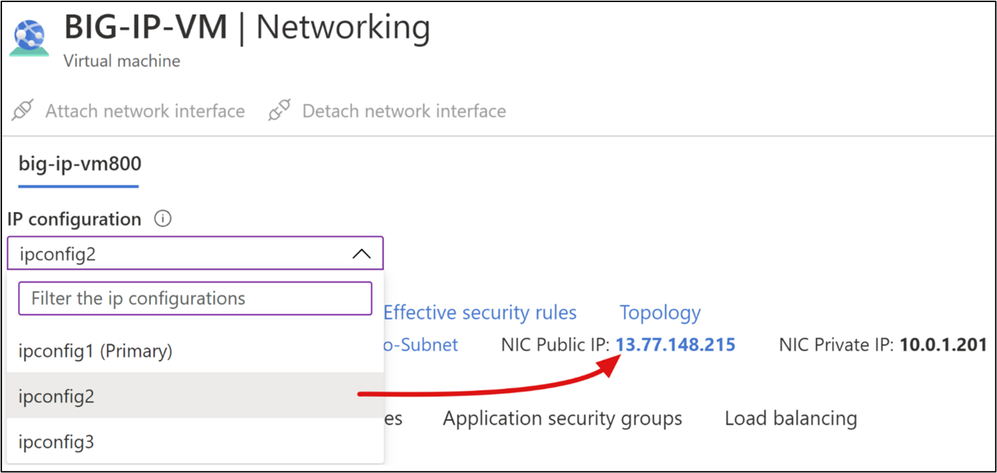 Captura de tela do IP público da NIC.